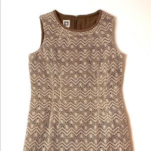 Anne Klein Tan/Brown Crochet Dress Size 10